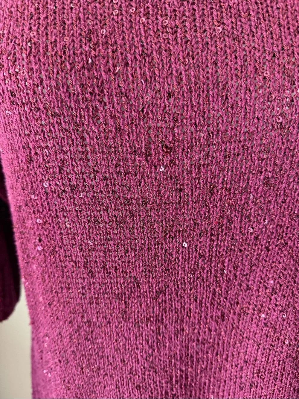 a.n.a Cranberry Scoop Neck Sparkly Sequined Sweater - Picture 2 of 7